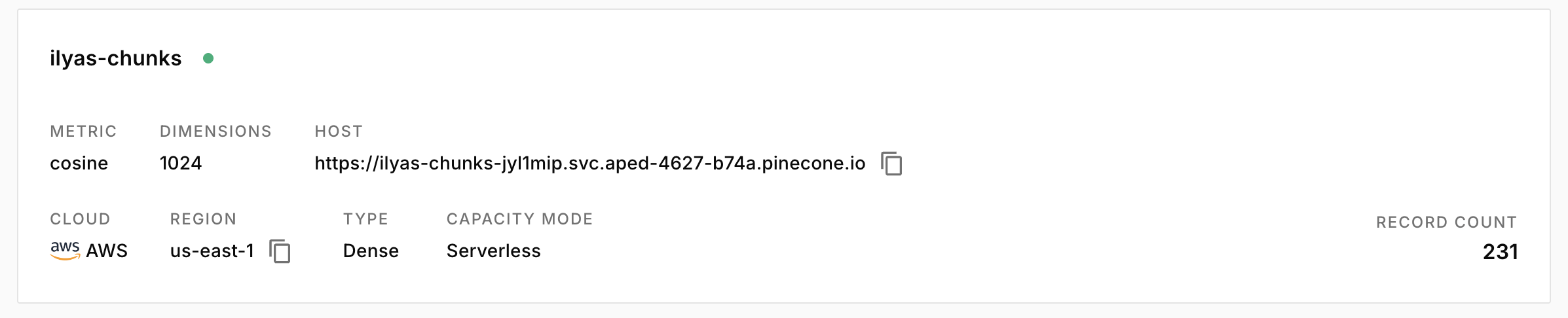 Pinecone vector index
